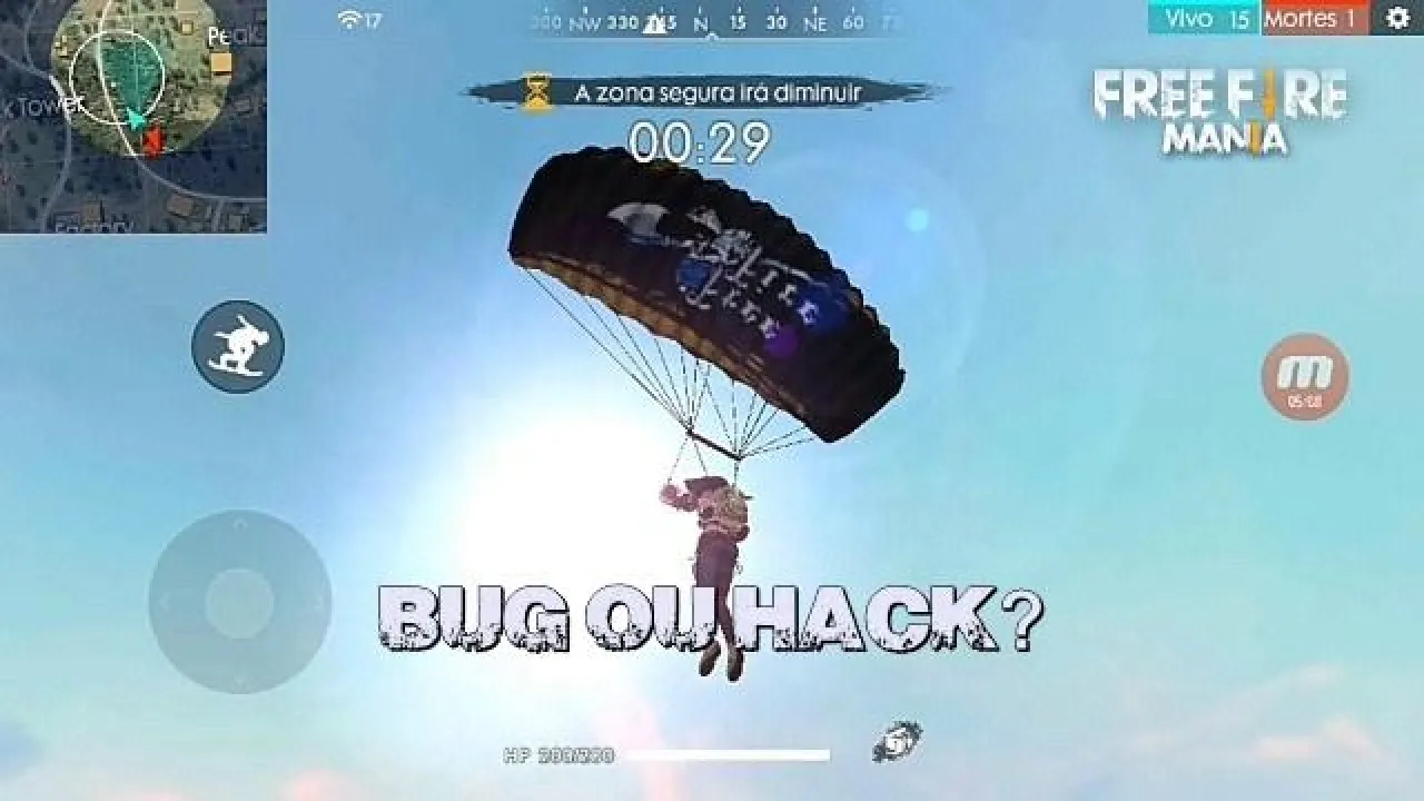 Paraquedas no Free Fire: Bug ou Hack?
