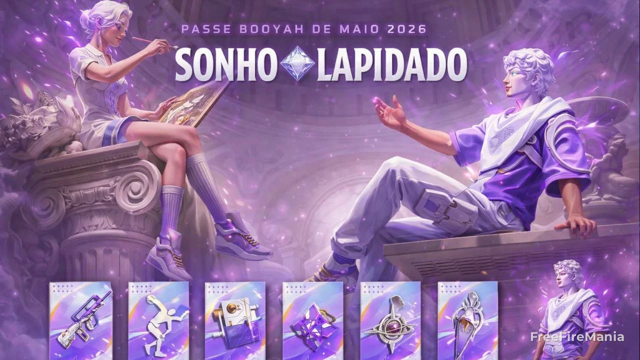 Passe Booyah de Maio 2026 chega ao Free Fire com novas recompensas