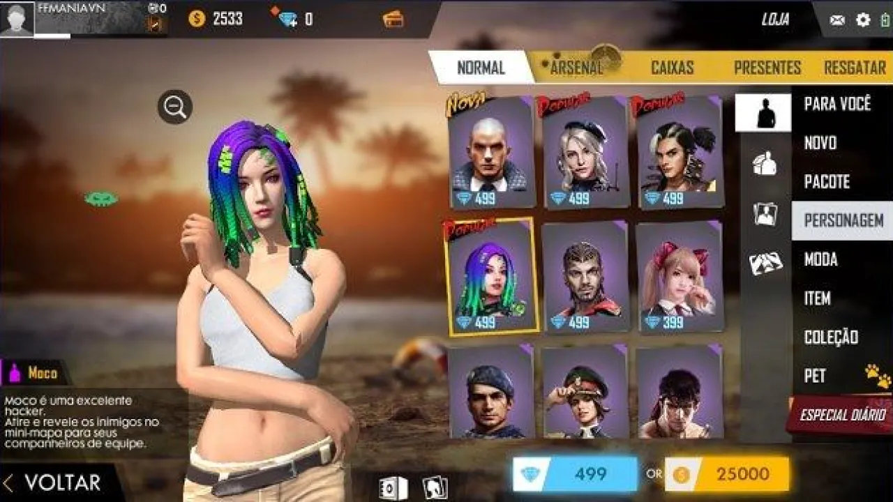 Personagem Moco Disponível por Ouro no Vietnã em Free Fire