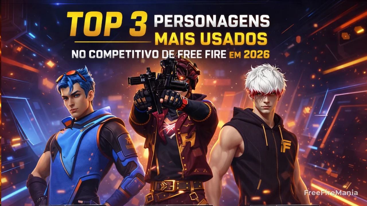 Free Fire: Top 3 personagens mais usados em 2026