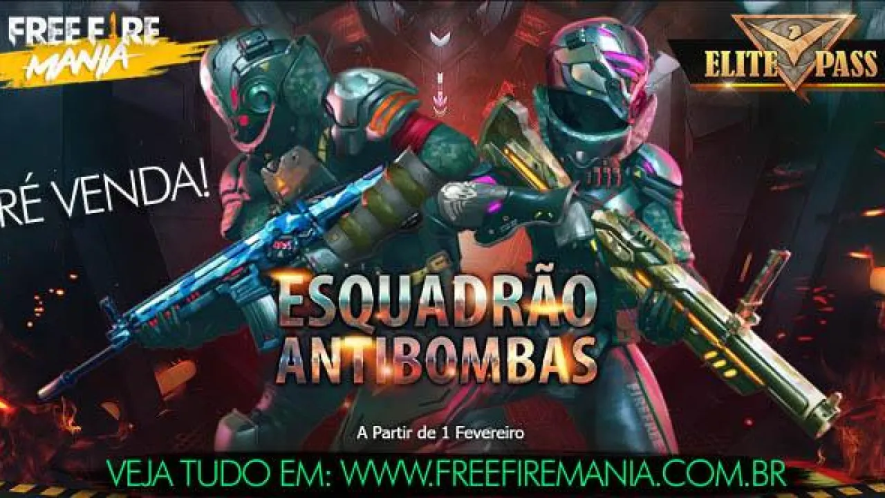 Pré Venda do Passe de Elite 9 - Esquadrão Antibombas no Free Fire