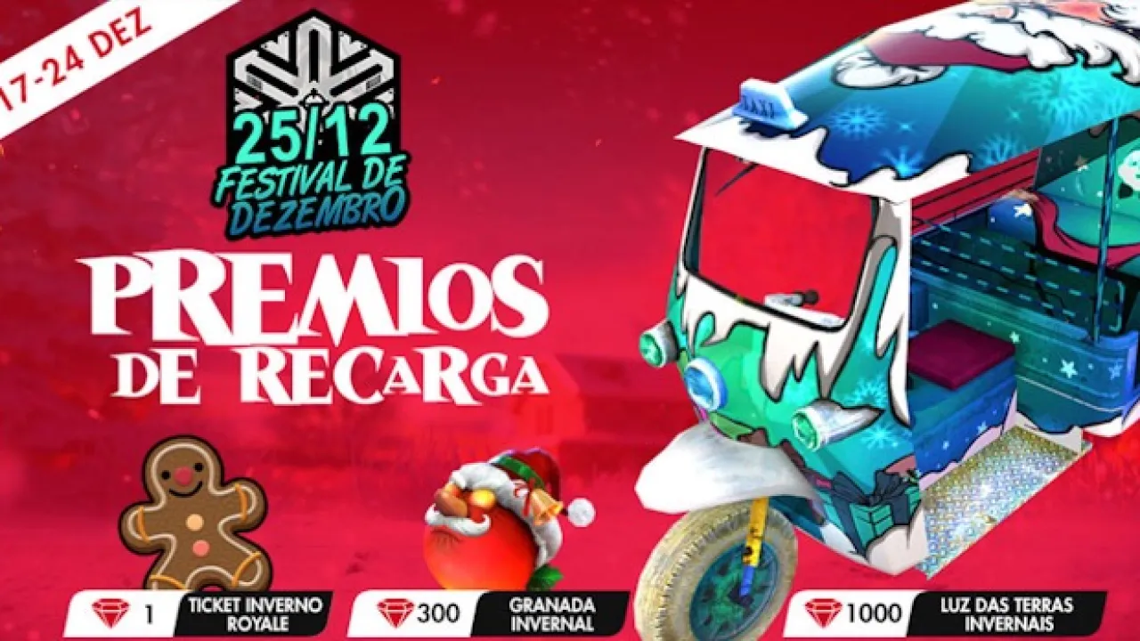 Prêmios de Recarga de Free Fire: Ganhe com Diamantes de 17 a 24 de Dezembro