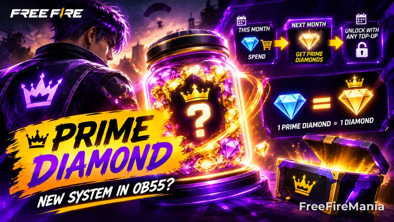 Prime Diamante aparece nos arquivos da OB55 do Free Fire