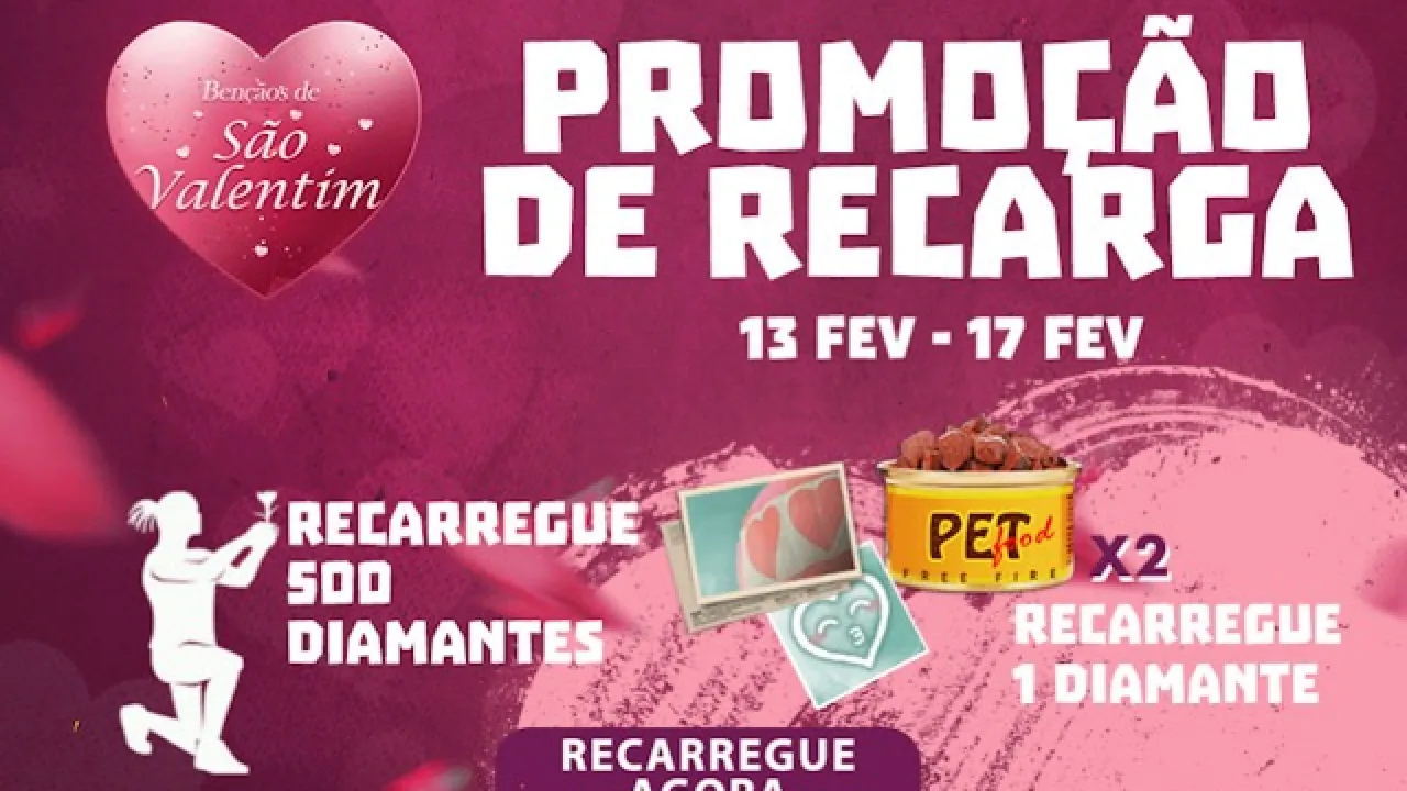 Promoção de Recarga de Diamantes para Emote Flores do Amor no Free Fire