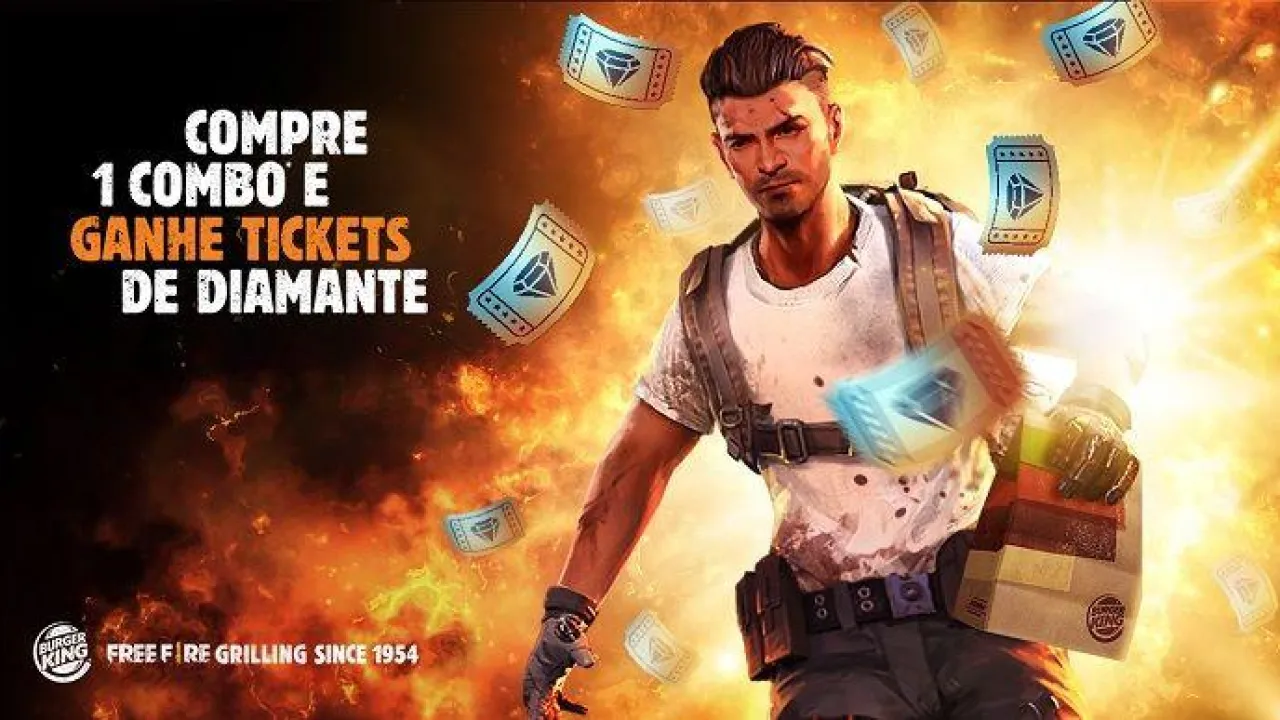 Promoção Free Fire e Burger King: Ganhe Tickets de Diamantes Grátis