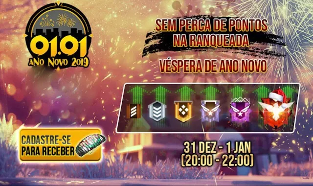 Ranqueadas sem perda de pontos no Free Fire: Dias 31 e 01