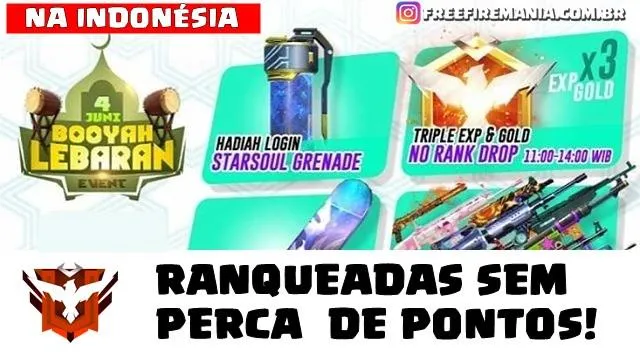Ranqueadas sem Perda de Pontos no Free Fire: Evento Exclusivo para a Indonésia