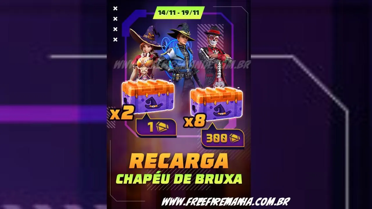 Recarga Free Fire: ganhe Caixa Chapéu de Buxa ao comprar diamantes em 14 de novembro (2023)