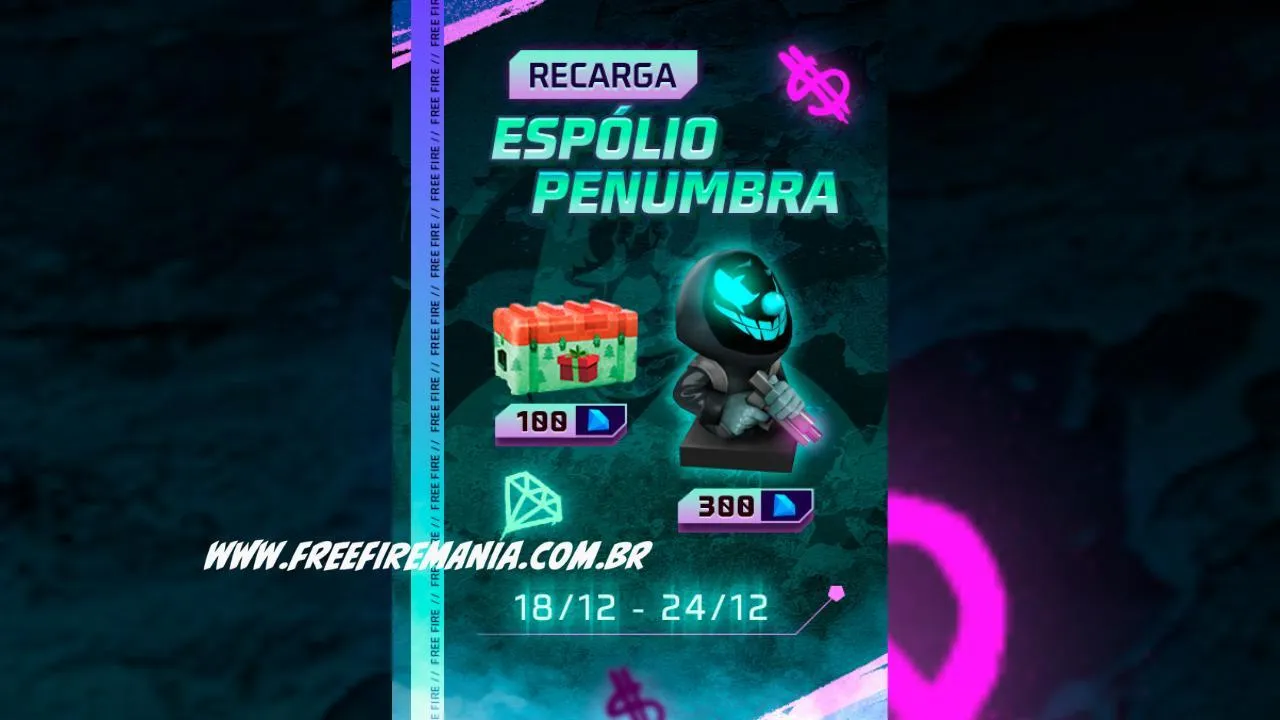 Recarga Free Fire: ganhe Caixa Loot Penumbra ao comprar diamantes em 18 de dezembro (2023)