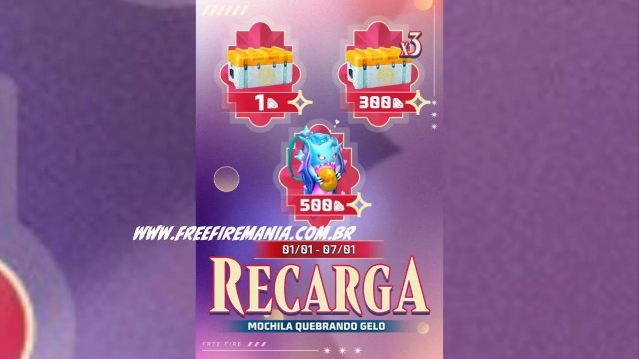 Recarga Free Fire: ganhe Mochila Quebrando Gelo ao comprar diamantes em  1 de janeiro (2024)