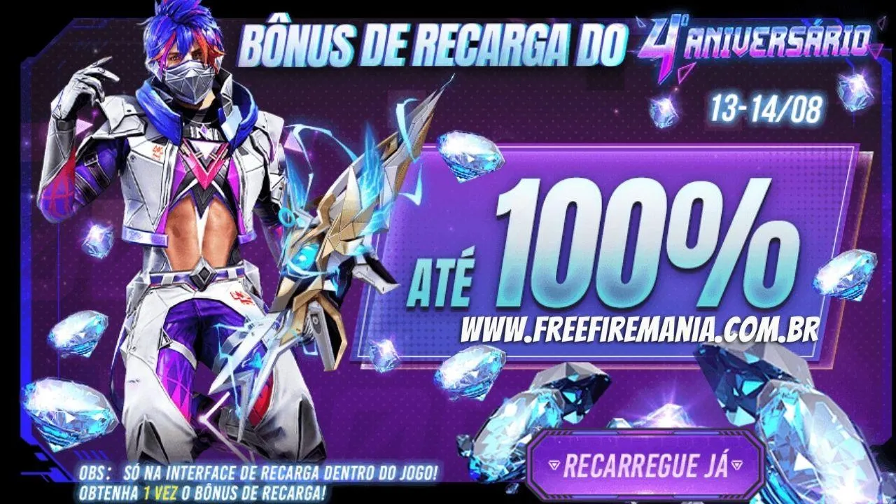 Recarga Free Fire: jogadores terão 100% de bônus ao comprar diamantes neste final de semana