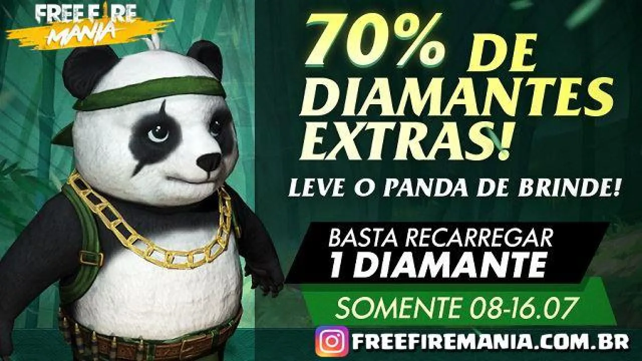Ganhe +70% de Diamantes Extras ao Recarregar no Free Fire