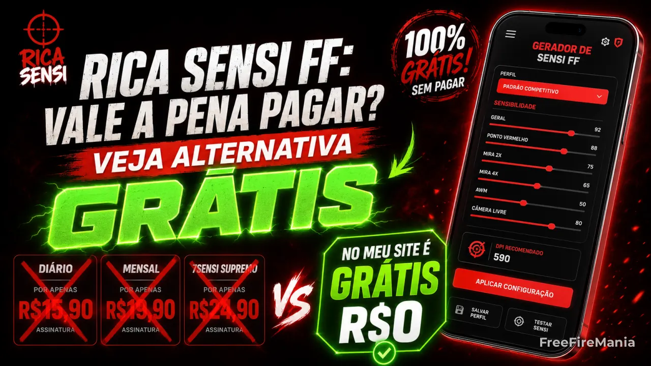 Rica Sensi FF e alternativa gratis para gerar sensibilidade Free Fire