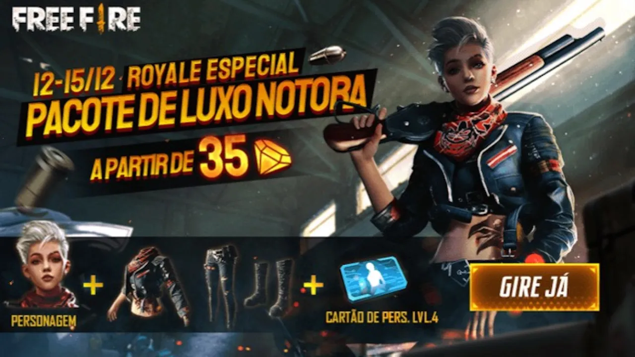 Royale Especial: Pacote de Luxo Notora no Free Fire