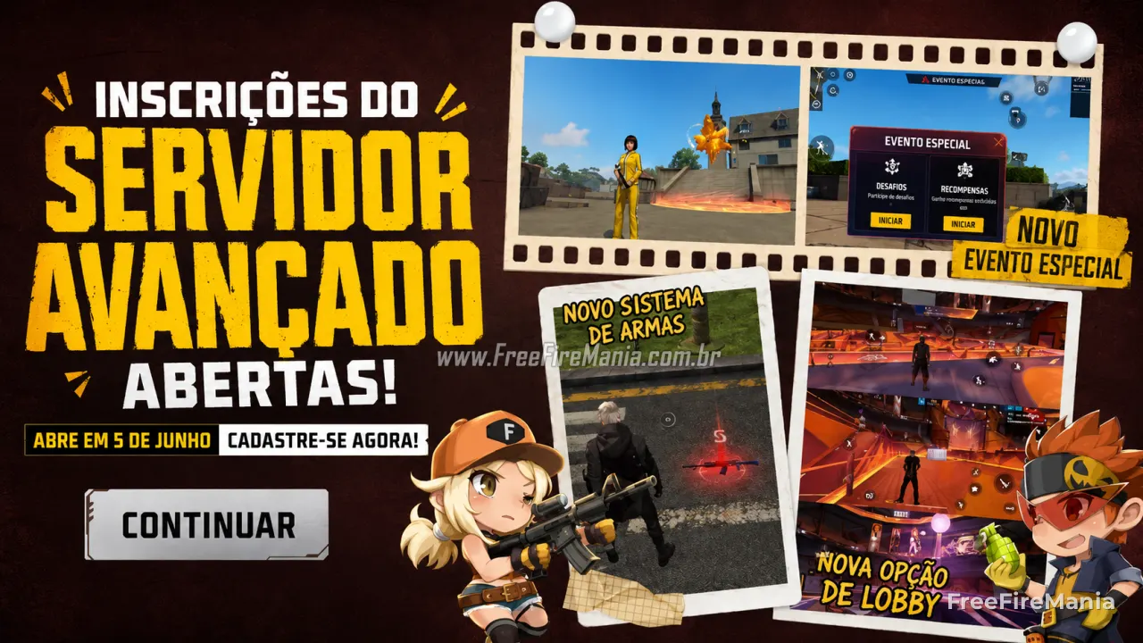 Servidor Avançado Free Fire de junho 2026 já está aberto