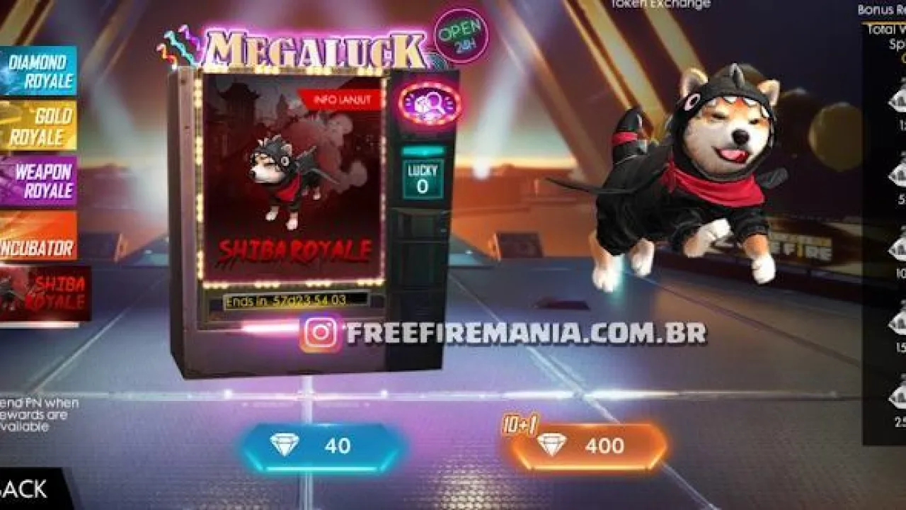 Shiba Royale: Gire para Conseguir o Novo Pet no Free Fire