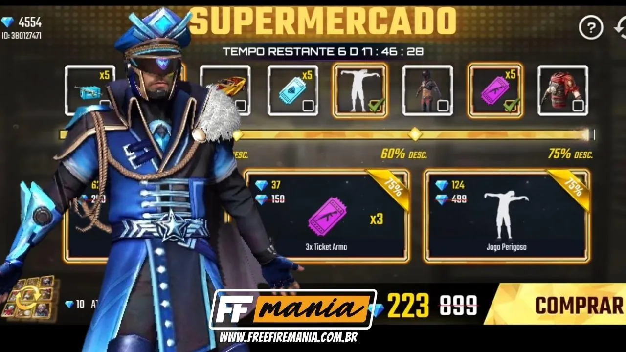 Supermercado 9.0 Free Fire traz pacote reciclado Comandante Ártico
