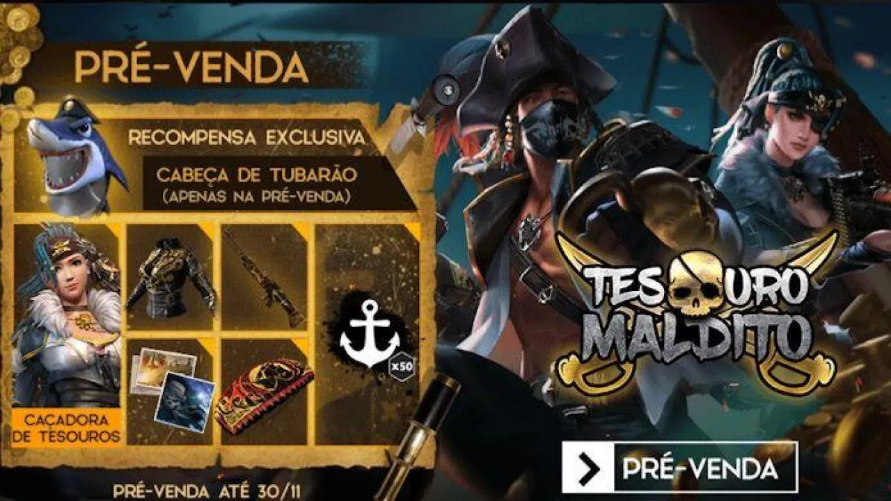 Itens do Passe de Elite Tesouro Maldito - Dezembro no Free Fire
