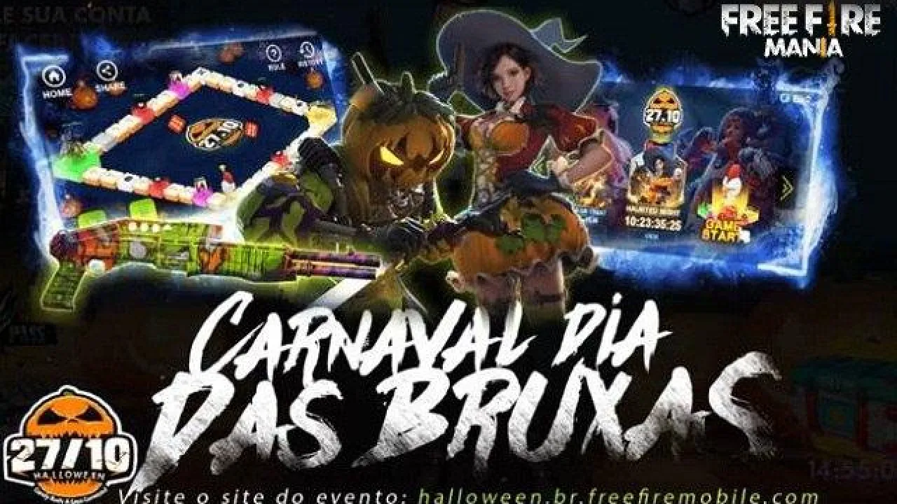 Todos os Prêmios do dia 27/10 - Conjunto da Bruxa e Rei Abóbora no Free Fire