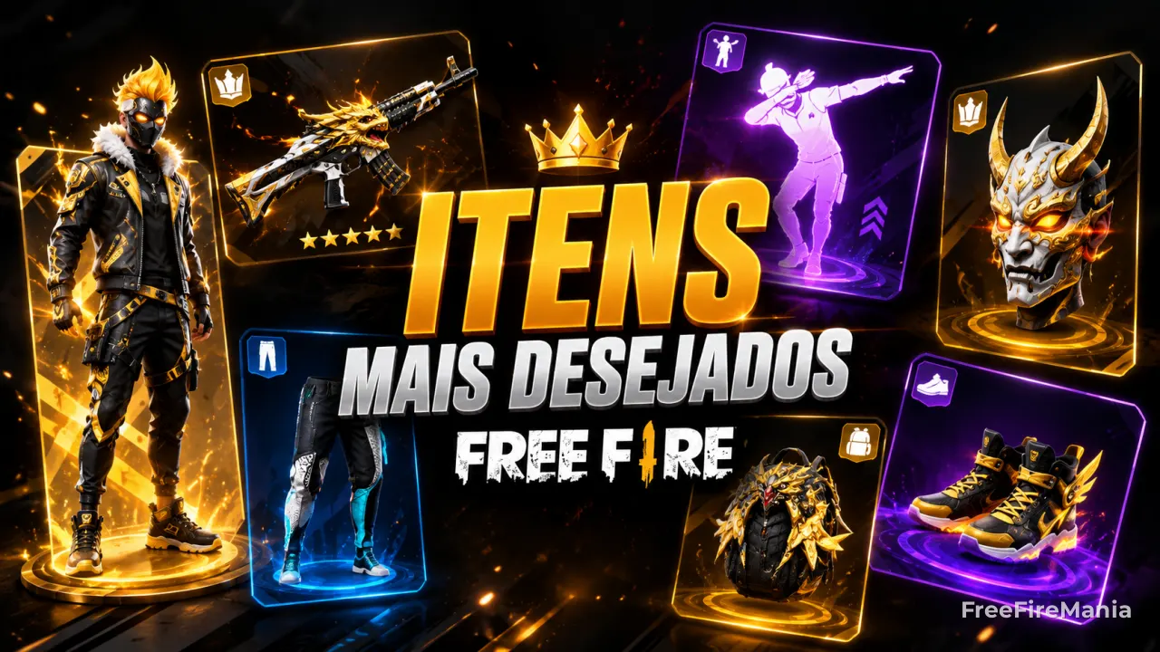 Top 100 itens mais desejados do Free Fire