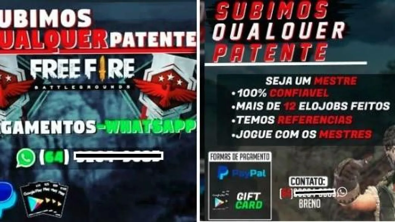 Trapaceiros cobram dinheiro para subir patentes de jogadores inexperientes em Free Fire