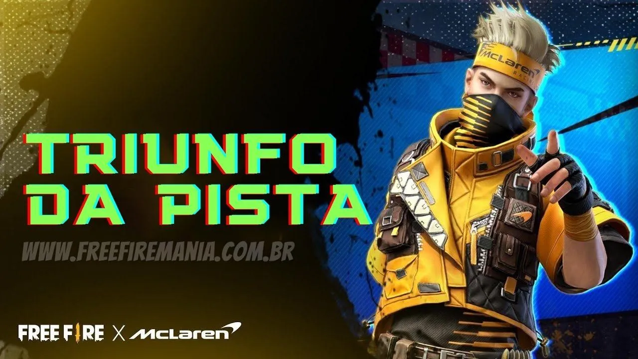 Triunfo da Pista Free Fire: pacote masculino da parceria com a McLaren chega no Torre de Tokens