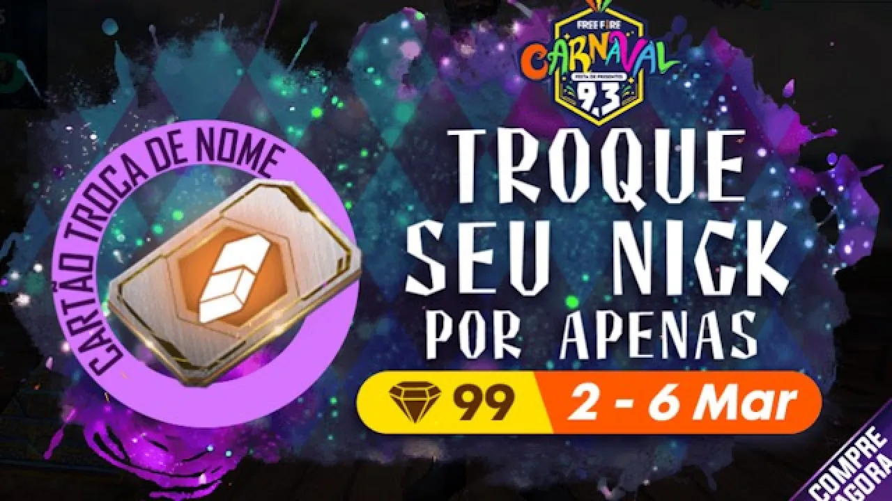 Troque seu Nick por 99 Diamantes no Free Fire