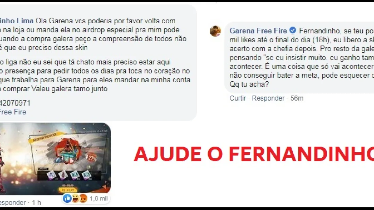 Ajude Fernandinho a Ganhar a Skin Elfa Vermelha no Free Fire