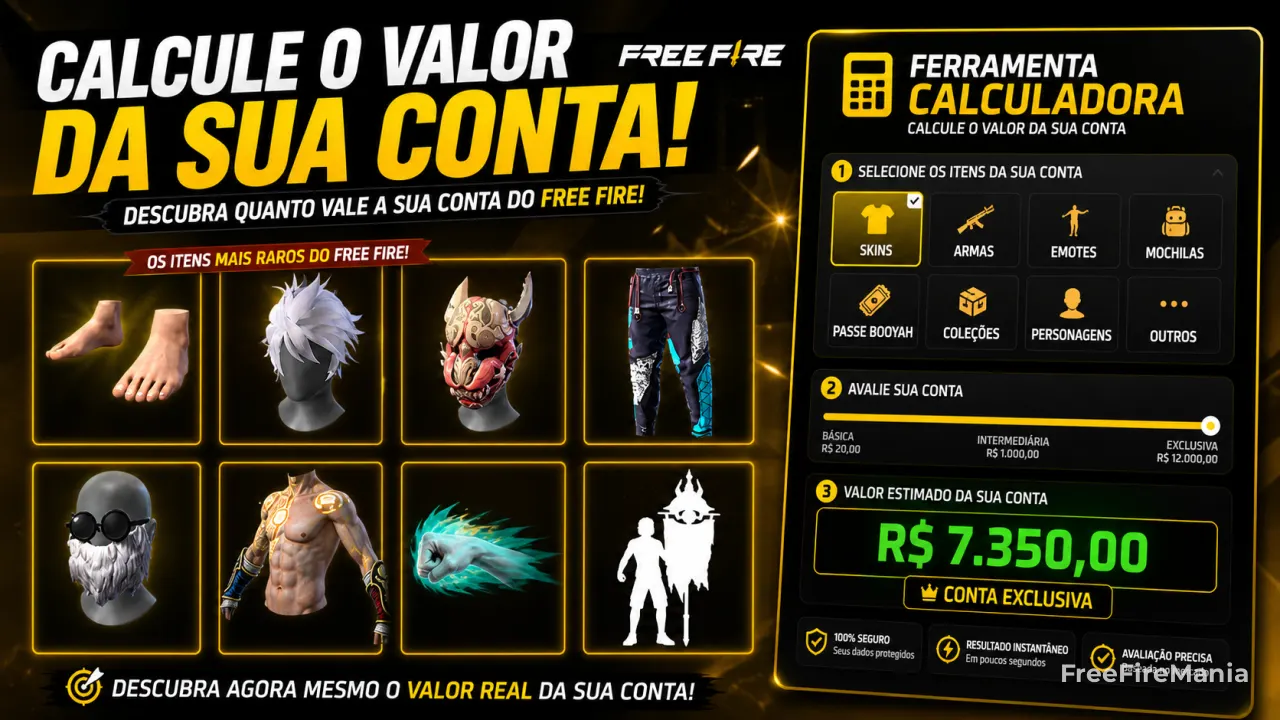 Valor da conta Free Fire de Xt doMonte - ID 1890118897