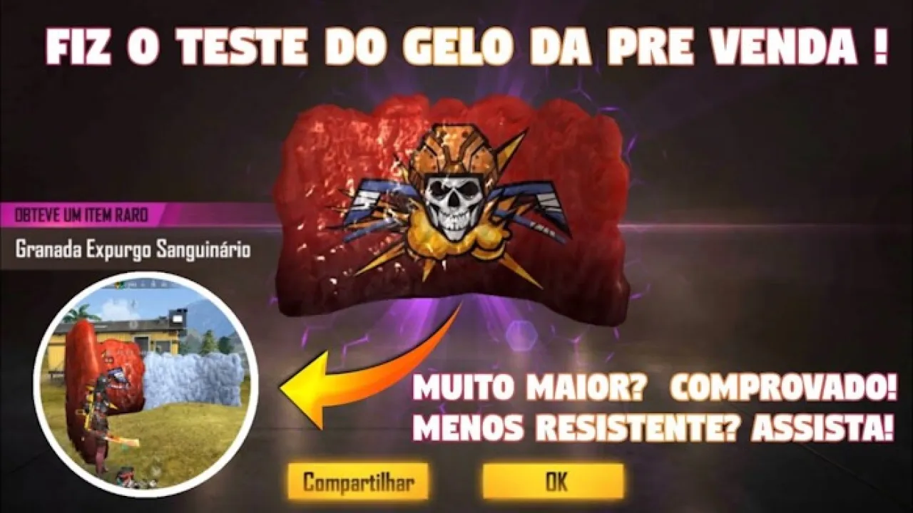 Comparativo: Granada de Gel do Passe de Elite Penalidade Máxima vs Comum no Free Fire