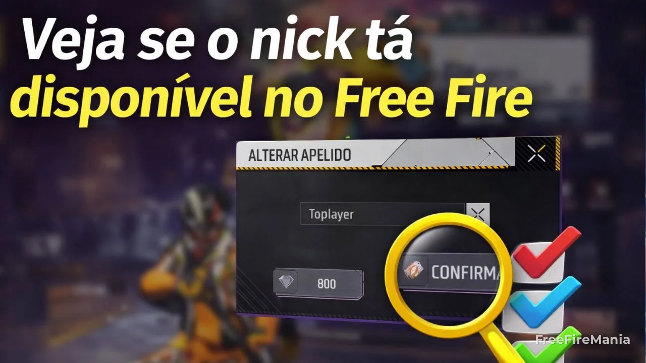 Verificador de nick Free Fire disponível e raro