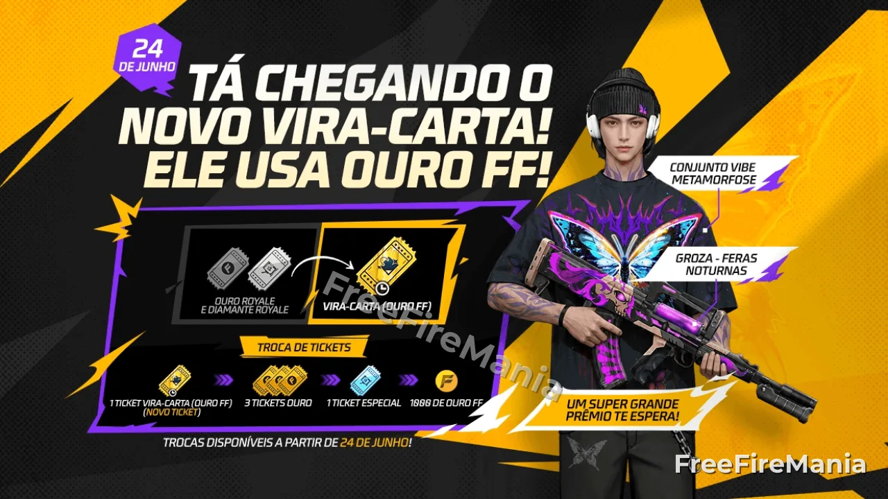 Vira Carta Free Fire traz Conjunto Vibe Metamorfose: veja recompensas