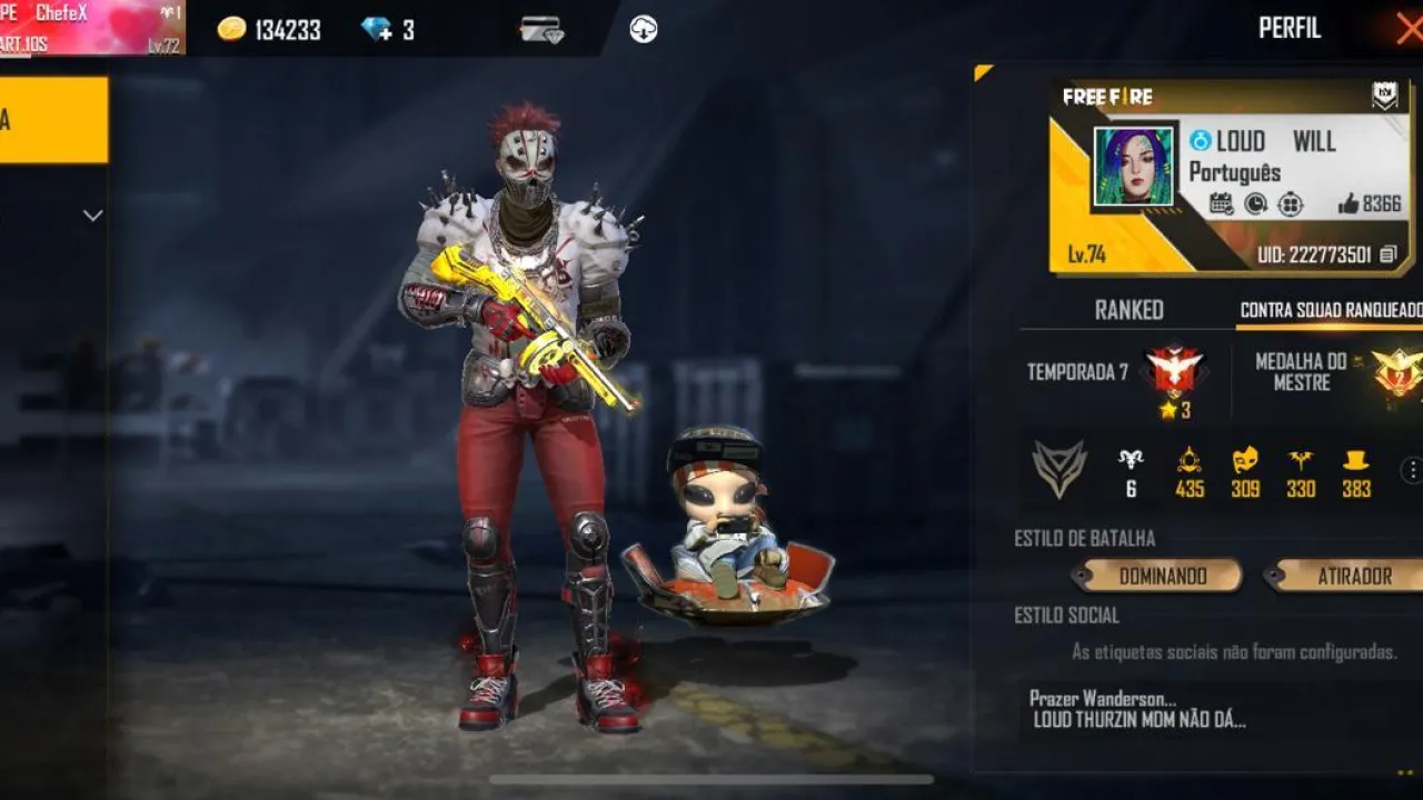 LOUD Will: ID Free Fire, nome real, redes sociais, estatísticas e muito mais