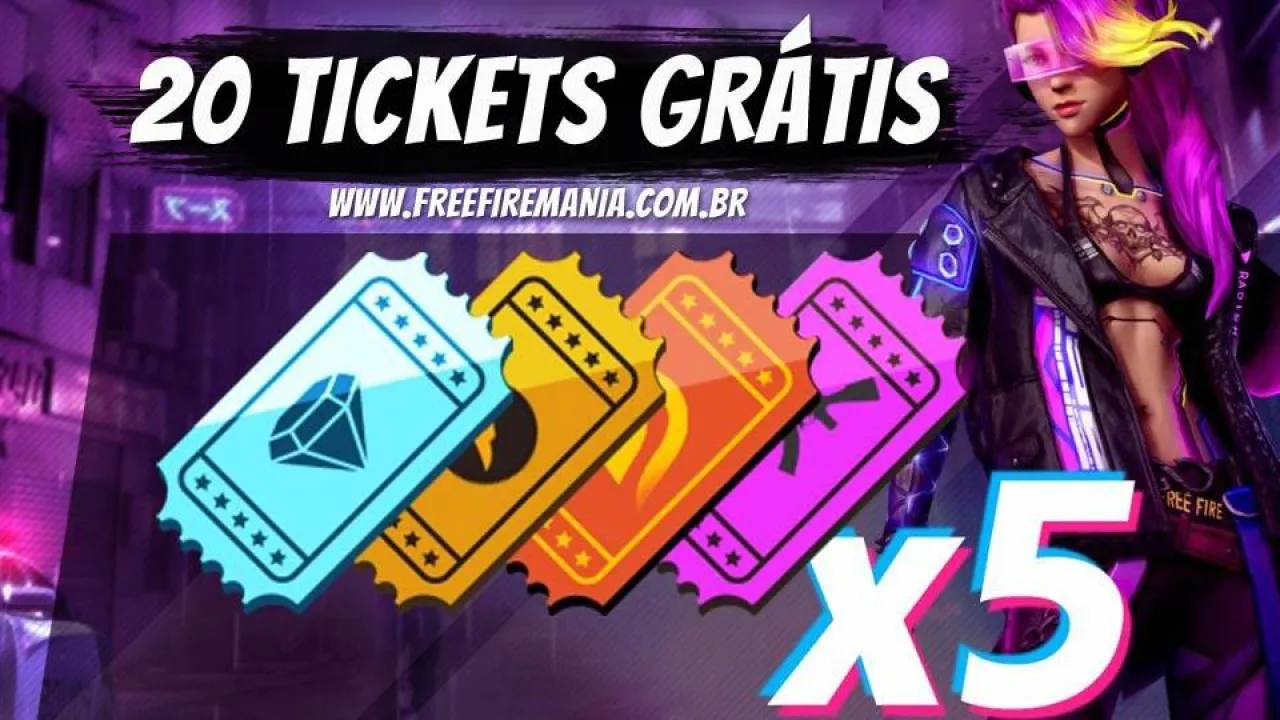 x20 Tickets do Sorte Royale Grátis neste domingo no Free Fire