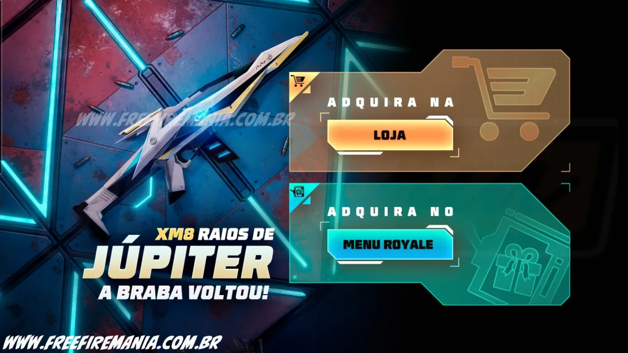 Escolha Royale Free Fire: Como conseguir XM8 - Raios de Jupiter e outros Prêmios