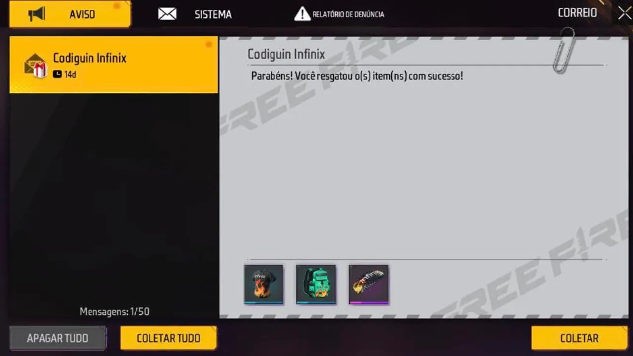 Infinix - Codiguin disponível na lista de Codiguin FF 2026