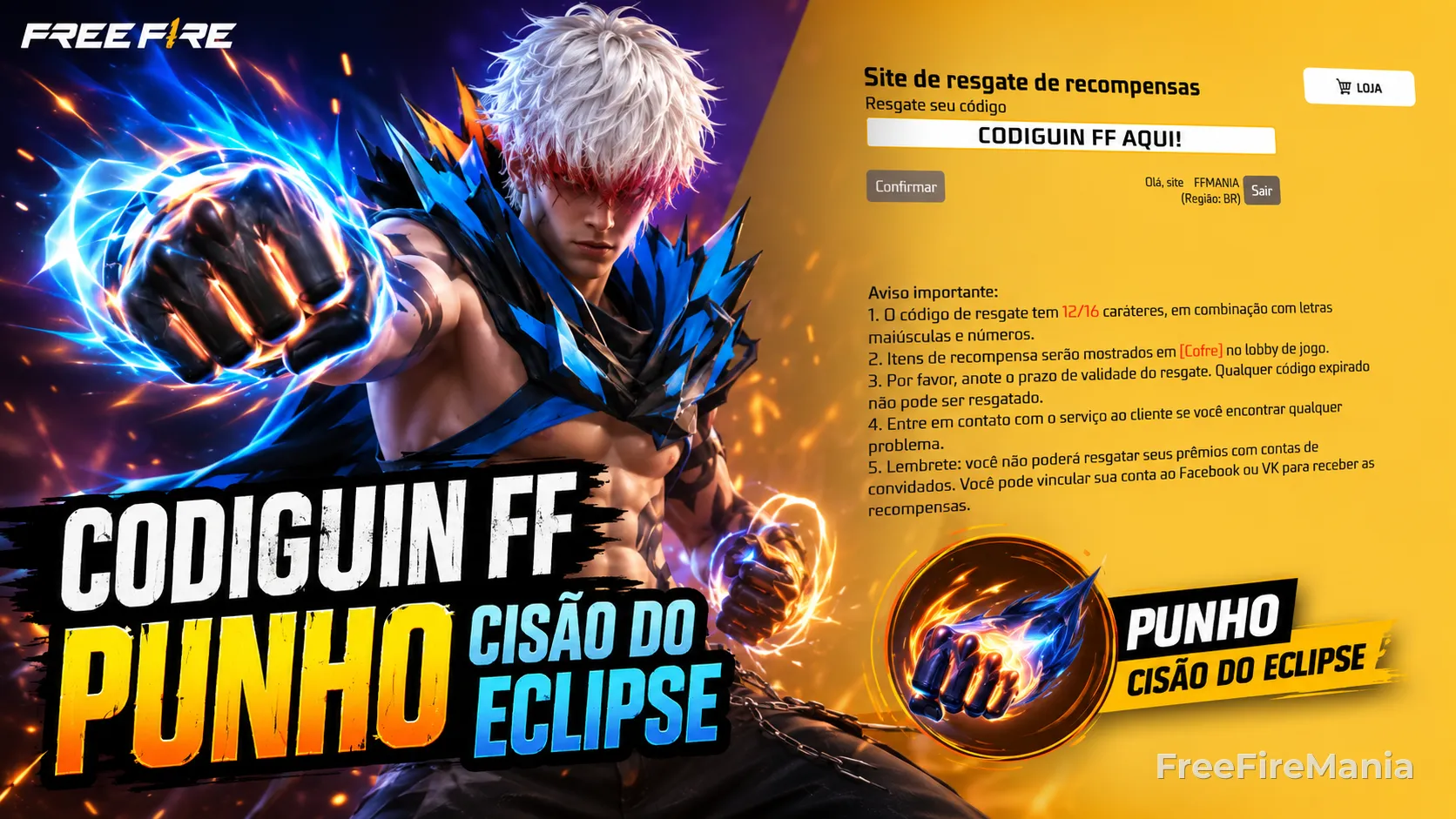 Punho Cisão do Eclipse - Codiguin disponível na lista de Codiguin FF 2026