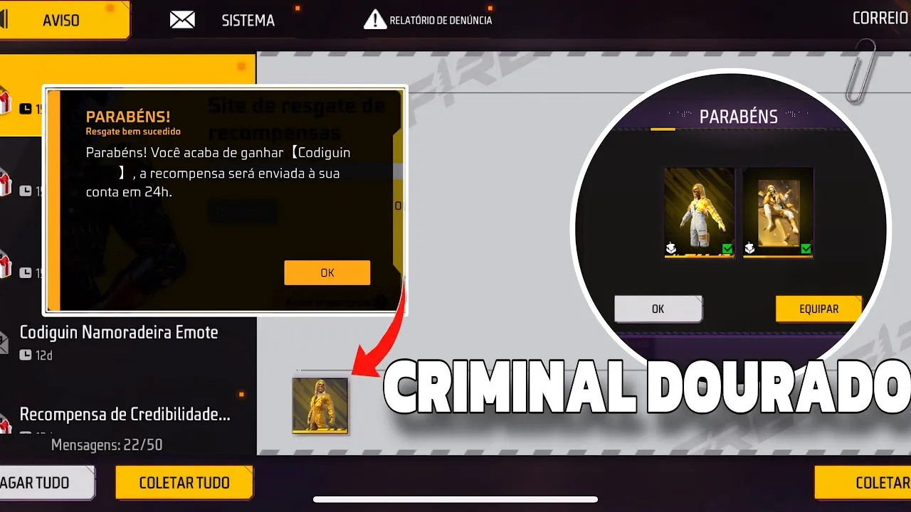 Codiguin FF: Top Criminal Dourada
