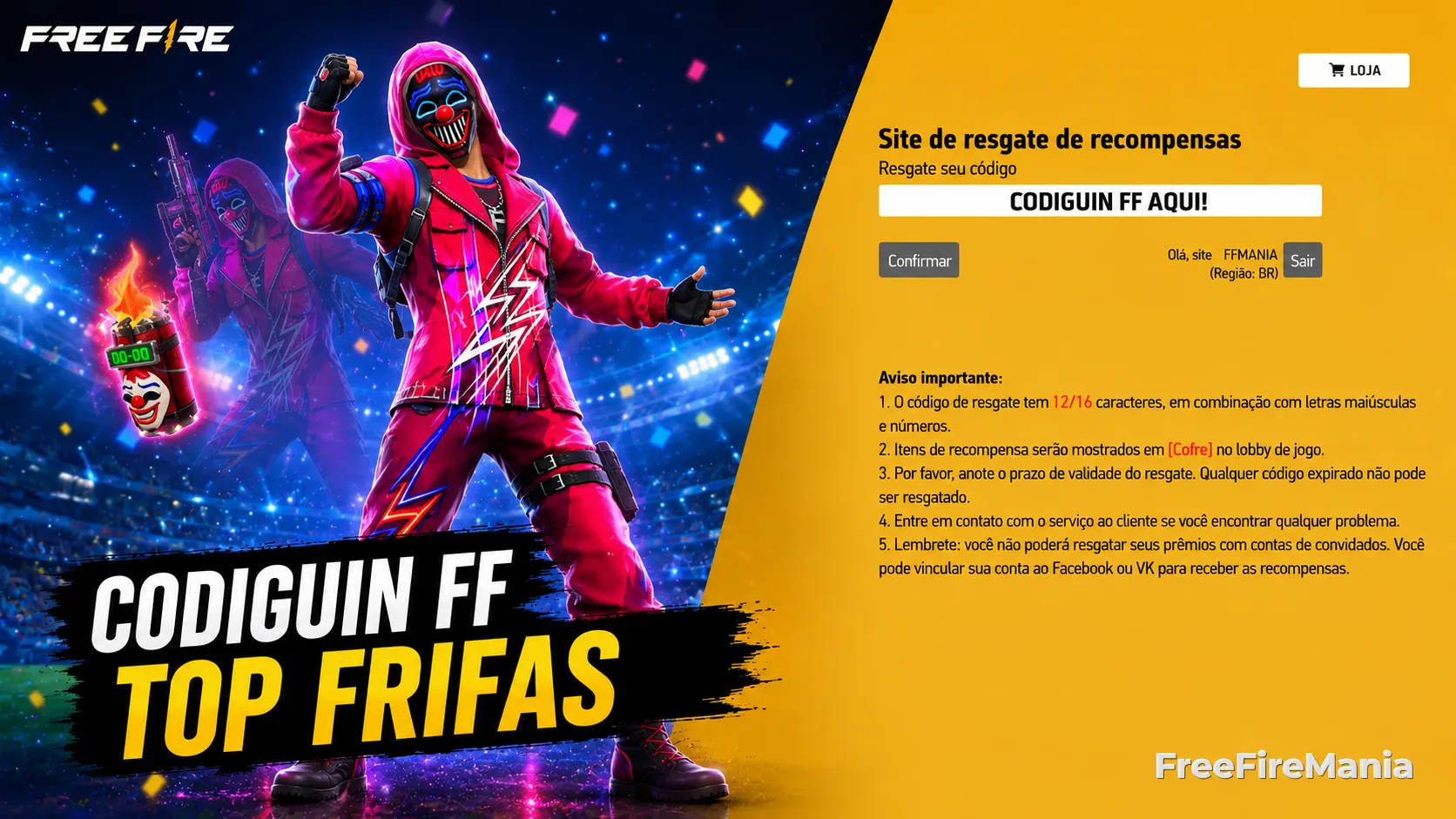 Top Criminal (Top Frifas) - Codiguin disponível na lista de Codiguin FF 2026