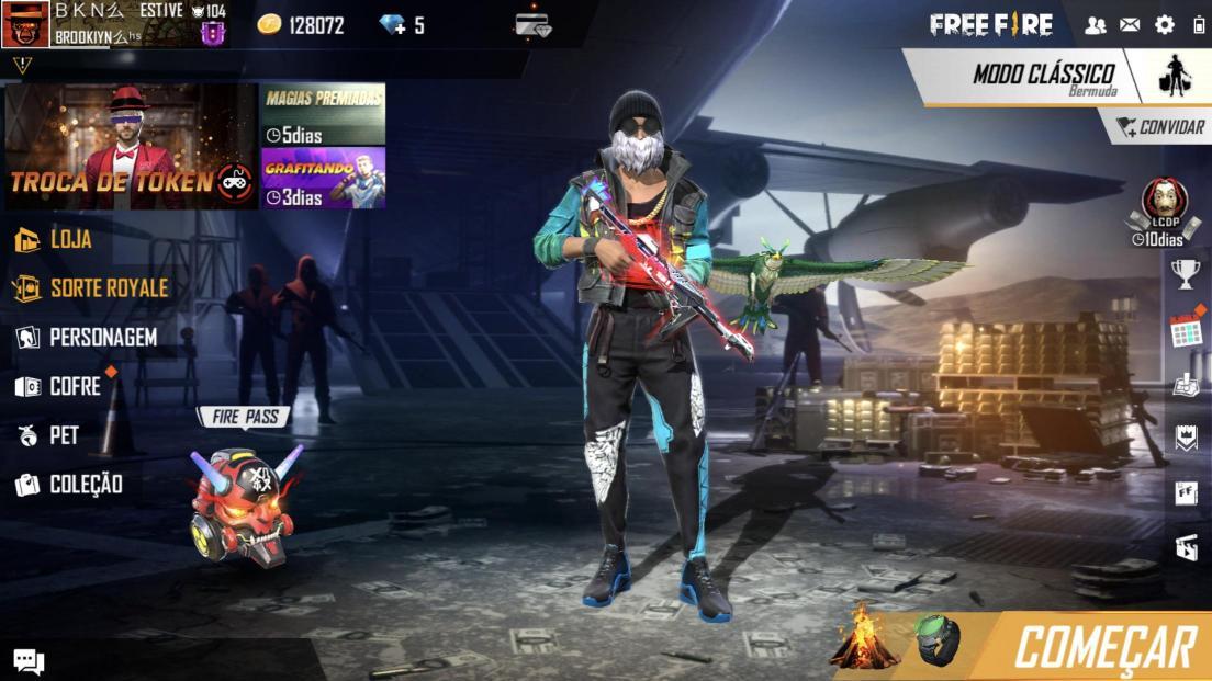 BANDEIRAO, BARBINHA E CALÇA ANGELICAL VERDE DE GRAÇA NO FREE FIRE