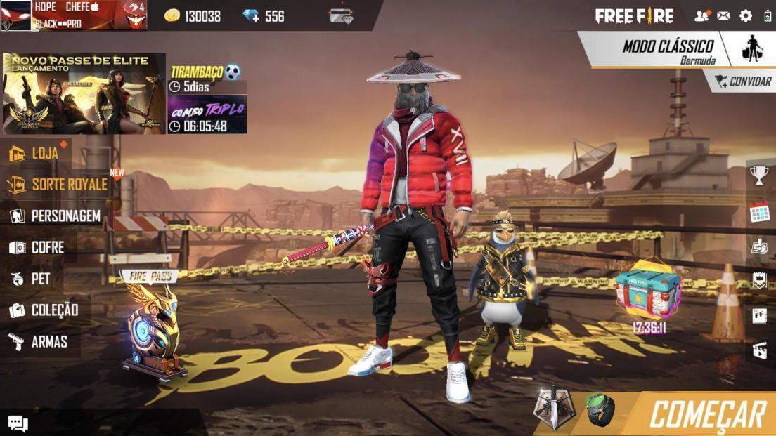 Free Fire (FF) > Conta nível 61 - Gemada e mestre ranqueada atual ( 9  camisas de mestres)