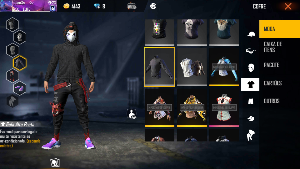 SKIN X1 DOS CRIAS, Combinação de Roupas e Skins