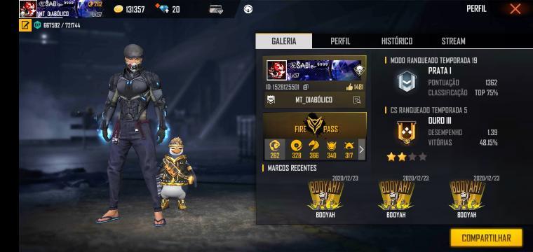 Combinação de skin Combinação PRO Player  - Detalhes e visualização