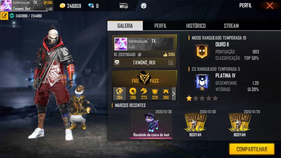Combinação de skin Estilo Caveira - Detalhes e visualização