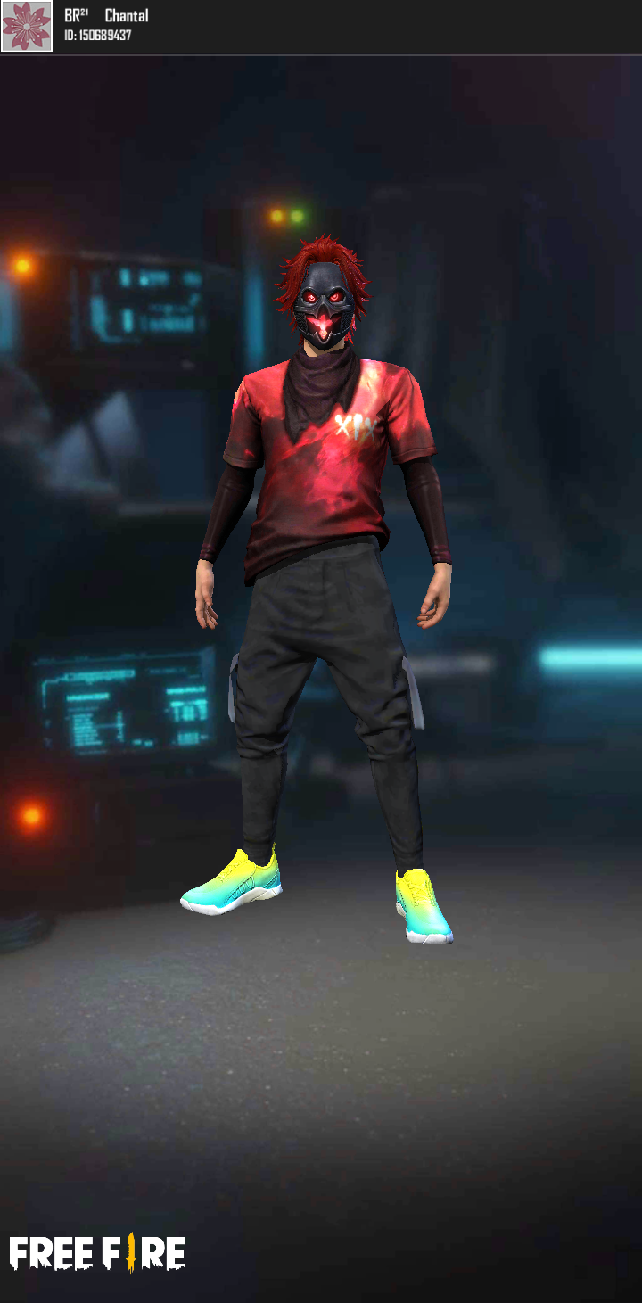 camiseta free fire simbolo do mestre na cor cinza mescla estampada.