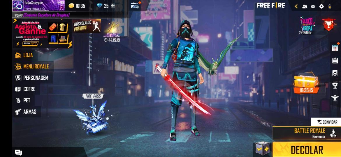 Combinação de skin Ninja Azul - Detalhes e visualização