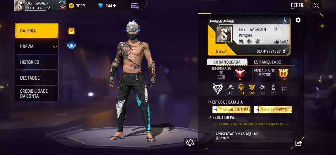 Combinação de skin ADR Sagaizin Ff  - Detalhes e visualização