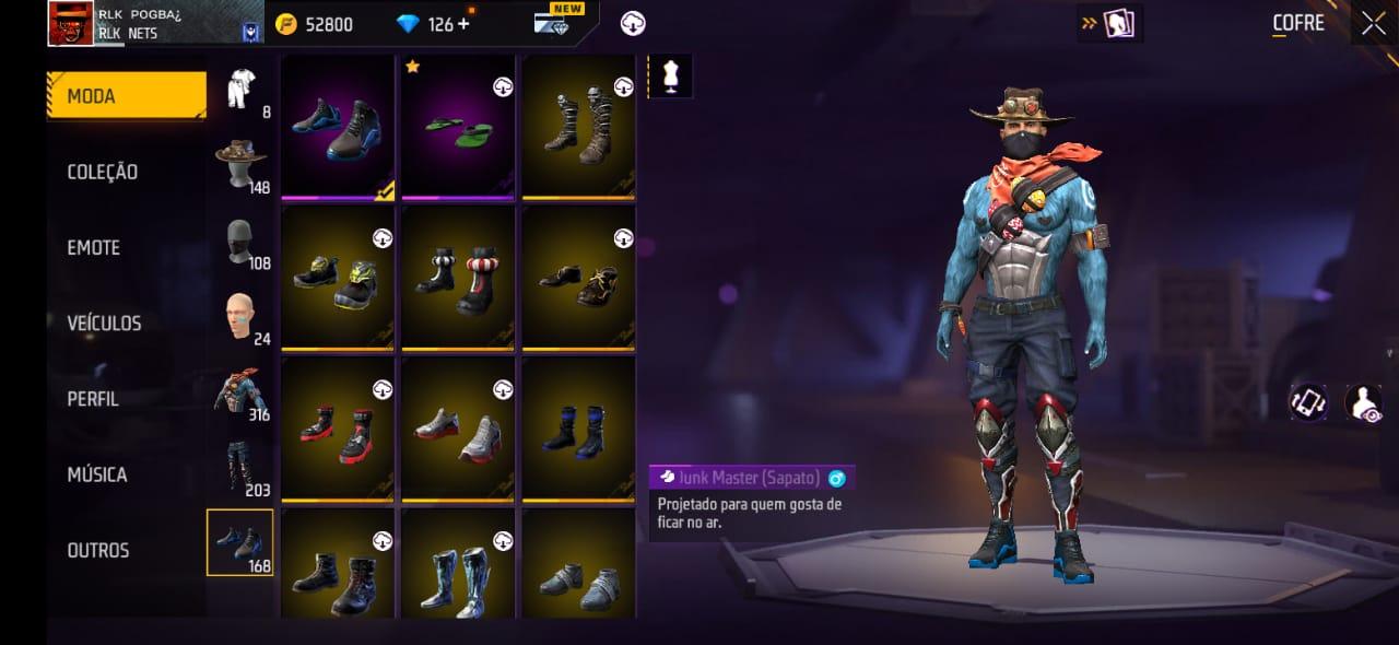 Combinação de skin Profissional  - Detalhes e visualização