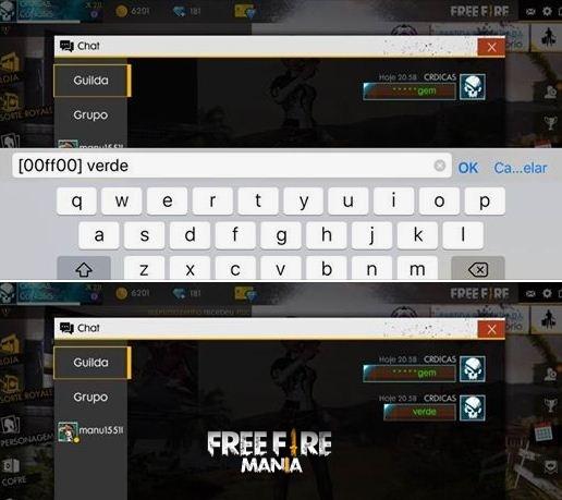 código para mudar de cor no free fire