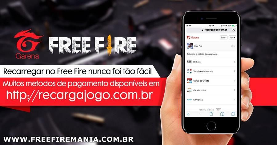 Recarga Free Fire Pix - Carregue sem taxas e com 4% de cashback